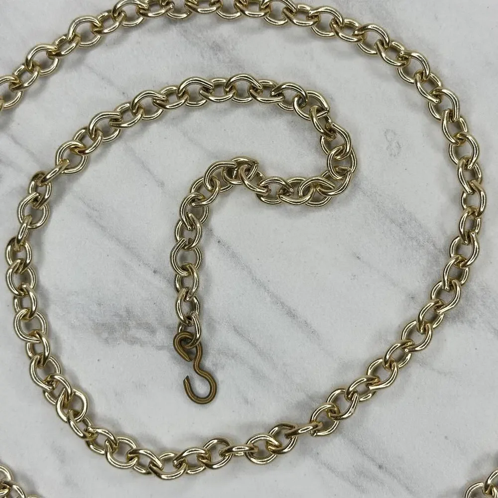 Gold Tone Rolo Chain Belt Extra Long One Size (OS) ✨